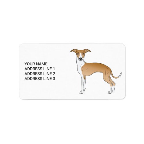 Fawn And White Italian Greyhound With Custom Text Label