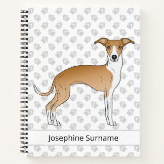 Fawn And White Italian Greyhound With Custom Text Notebook
