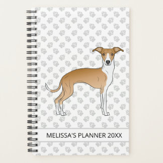 Fawn And White Italian Greyhound With Custom Text Planner