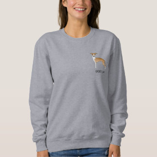 Fawn And White Italian Greyhound With Custom Text Sweatshirt