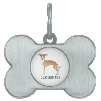 Fawn And White Italian Greyhound With Phone Number Pet ID Tag