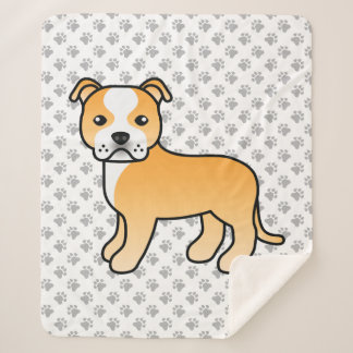 Fawn And White Staffordshire Bull Terrier Dog Sherpa Blanket