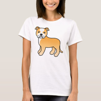 Fawn And White Staffordshire Bull Terrier Dog T-Shirt