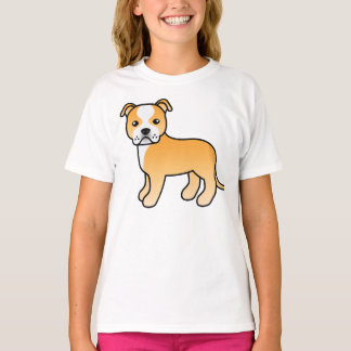 Fawn And White Staffordshire Bull Terrier Dog T-Shirt