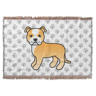 Fawn And White Staffordshire Bull Terrier Dog Throw Blanket