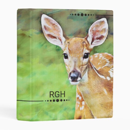 Fawn Baby Deer Artwork Monogram Mini Binder