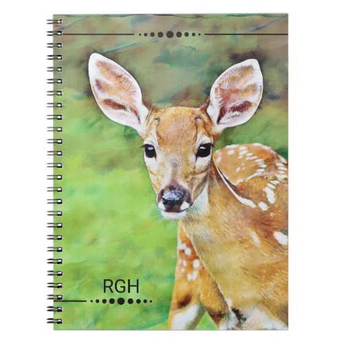Fawn Baby Deer Artwork Monogram Notebook