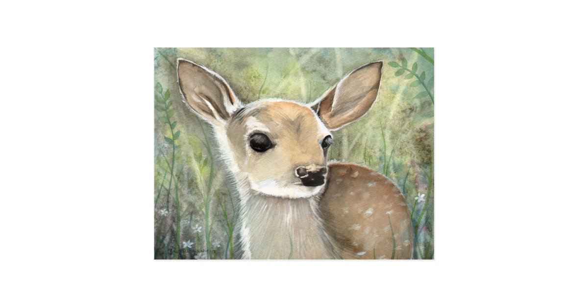 fawn baby deer wildlife watercolor painting postcard create your own birthday invitations free