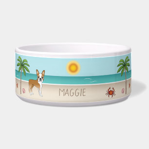 Fawn Boston Terrier At A Tropical Summer Beach Bowl