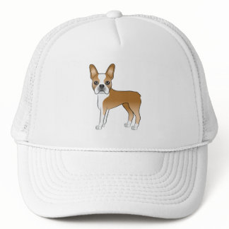 Fawn Boston Terrier Cute Cartoon Dog Artwork Trucker Hat