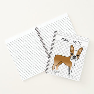 Fawn Boston Terrier Cute Cartoon Dog &amp; Custom Text Notebook