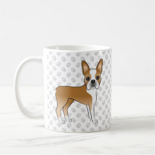 Fawn Boston Terrier Cute Cartoon Dog & Gray Paws Coffee Mug