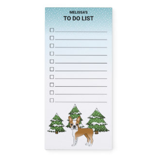 Fawn Boston Terrier In A Winter Forest To Do List Magnetic Notepad