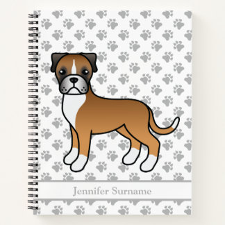 Fawn Boxer Cute Cartoon Dog &amp; Custom Text Notebook