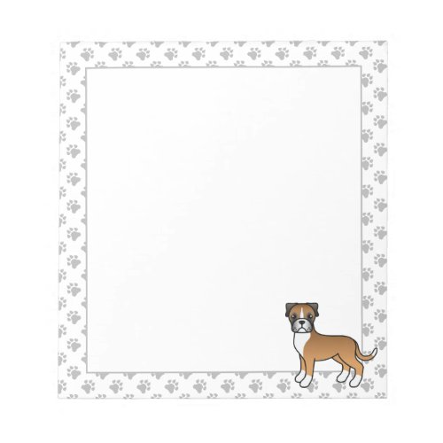 Fawn Boxer Cute Cartoon Dog Notepad