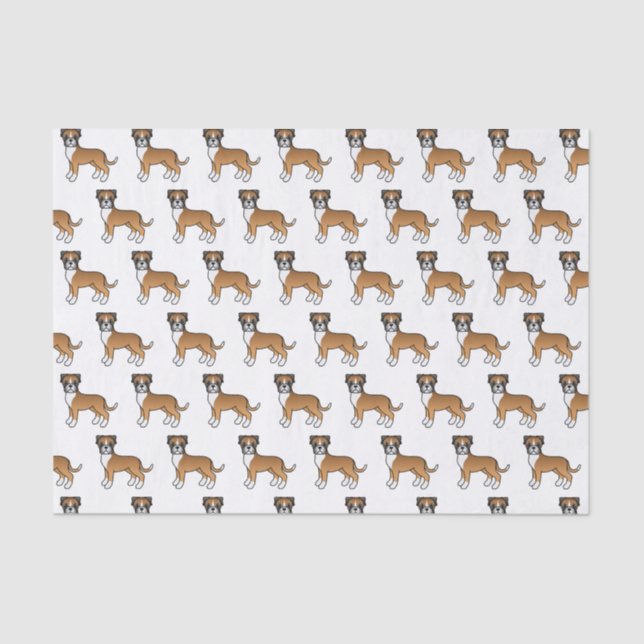 Fawn Boxer Cute Cartoon Dog Pattern Tissue Paper (Front)