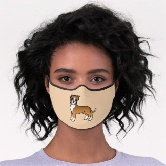 Fawn Boxer Cute Cartoon Dog Premium Face Mask