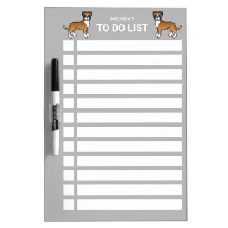 Fawn Boxer Cute Cartoon Dog To Do List Dry Erase Board