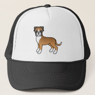 Fawn Boxer Dog Cute Cartoon Dog Illustration Trucker Hat