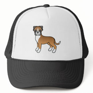 Fawn Boxer Dog Cute Cartoon Dog Illustration Trucker Hat