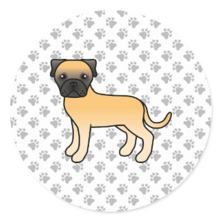 Fawn Bullmastiff Cute Cartoon Dog Classic Round Sticker
