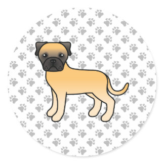 Fawn Bullmastiff Cute Cartoon Dog Classic Round Sticker