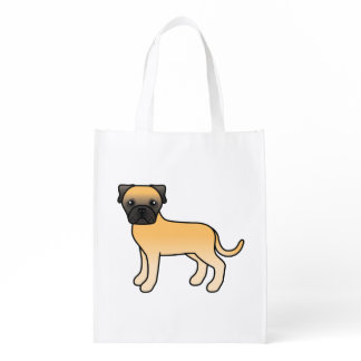 Fawn Bullmastiff Cute Cartoon Dog Grocery Bag