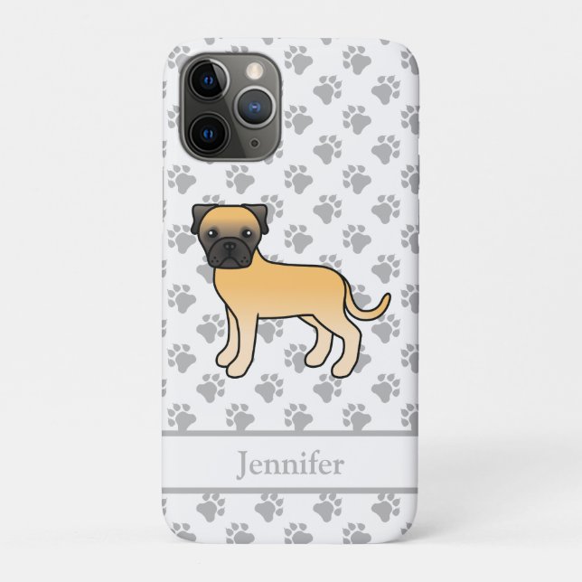 Fawn Bullmastiff Cute Cartoon Dog & Name Case-Mate iPhone Case (Back)