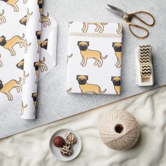 Fawn Bullmastiff Cute Cartoon Dog Pattern Wrapping Paper