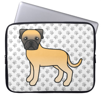 Fawn Bullmastiff Cute Cartoon Dog &amp; Paws Laptop Sleeve