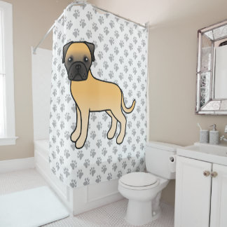 Fawn Bullmastiff Cute Cartoon Dog Shower Curtain