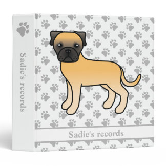 Fawn Bullmastiff Cute Cartoon Dog &amp; Text 3 Ring Binder