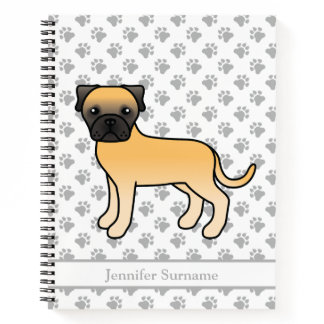 Fawn Bullmastiff Cute Cartoon Dog &amp; Text Notebook