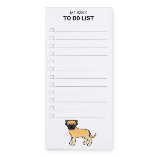 Fawn Bullmastiff Cute Cartoon Dog To Do List Magnetic Notepad