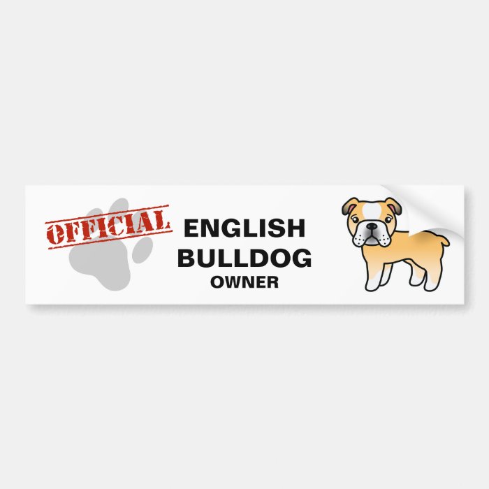 Fawn Cartoon English Bulldog Bumper Stickers