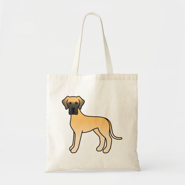 Fawn Cartoon Great Dane Dog Drawing Tote Bag (Front)