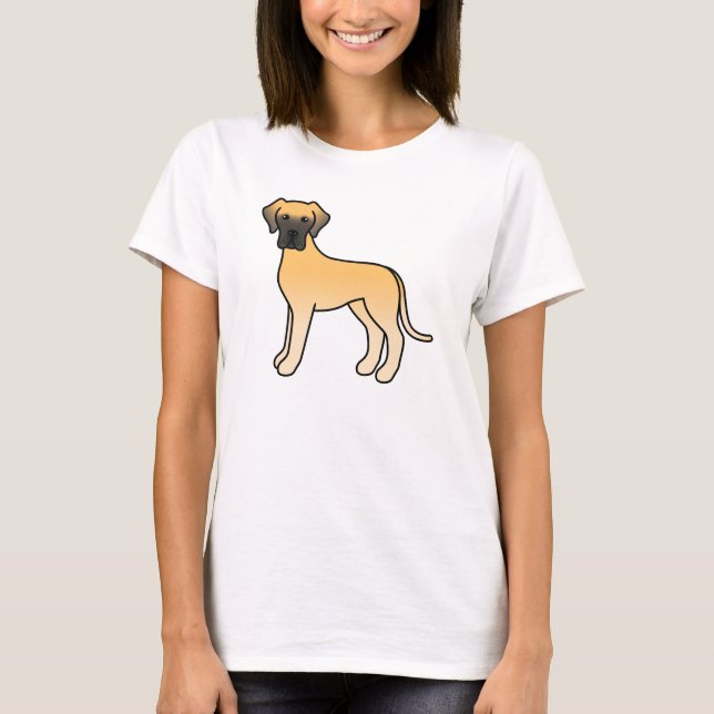 Fawn Cartoon Great Dane Dog T-Shirt (Front)