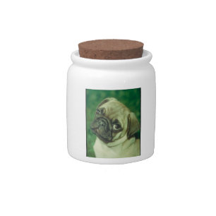 Fawn Chinese Pug Dog Treat Candy Jar