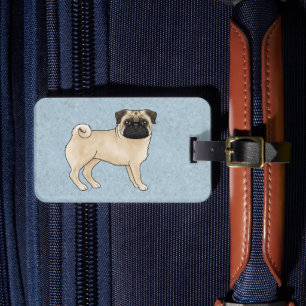 Fawn Coat Color Pug Mops Dog Breed Design Blue Luggage Tag