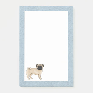Fawn Coat Color Pug Mops Dog Breed Design Blue Post-it Notes