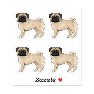 Fawn Coat Color Pug Mops Dog Breed Drawings Sticker
