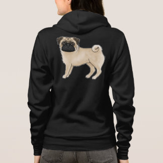 Fawn Coat Color Pug Mops Dog Breed Illustration Hoodie