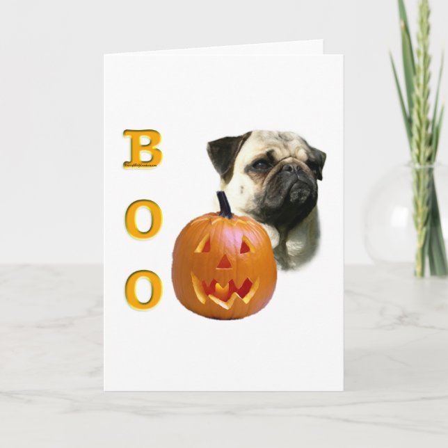 Fawn Coated Pug Boo Card (Front)