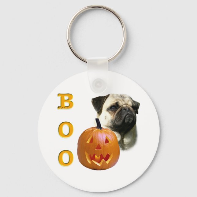 Fawn Coated Pug Boo Keychain (Front)