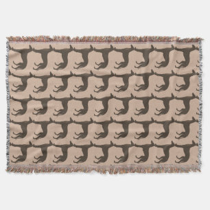 Fawn Color Greyhound Dog Silhouette Pattern Throw Blanket