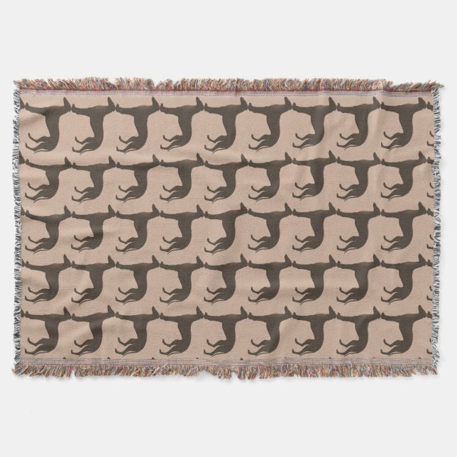 Fawn Color Greyhound Dog Silhouette Pattern Throw Blanket (Front)