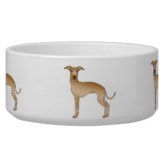 Fawn Color Italian Greyhound Cute Cartoon Dogs Bowl