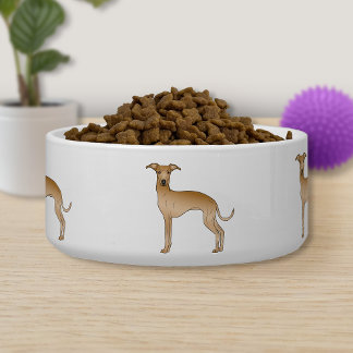 Fawn Color Italian Greyhound Cute Cartoon Dogs Bowl