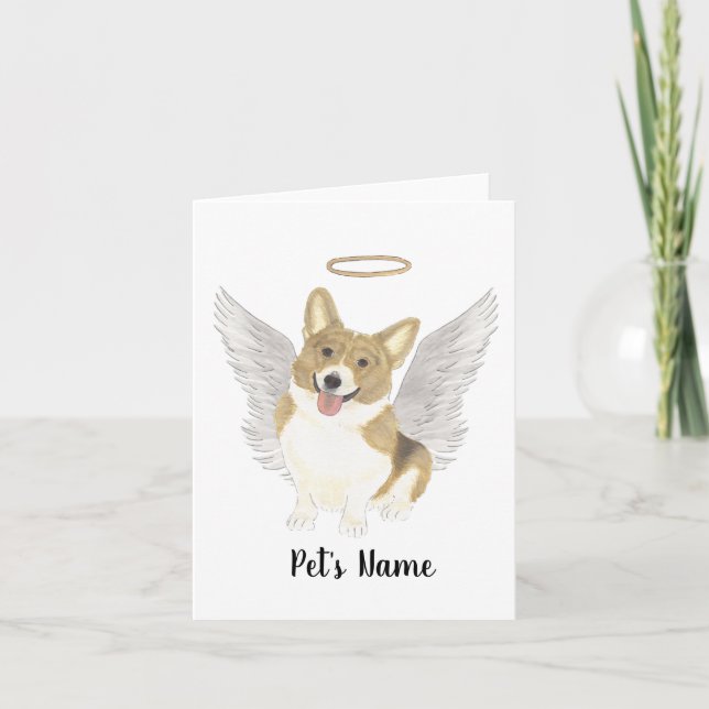 Fawn Corgi Sympathy Memorial Card (Front)