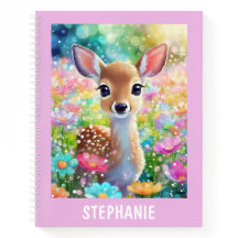 Fawn Cute Animal Personalized Girly Name Notebook